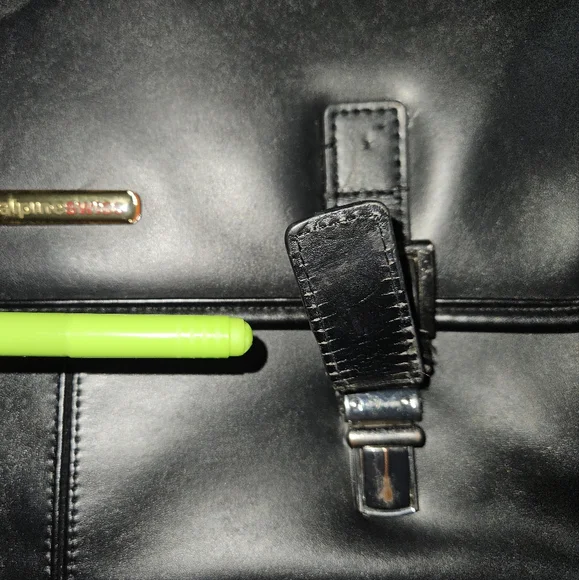 Alpine Swiss Black Leather Briefcase - Picture 3 of 9